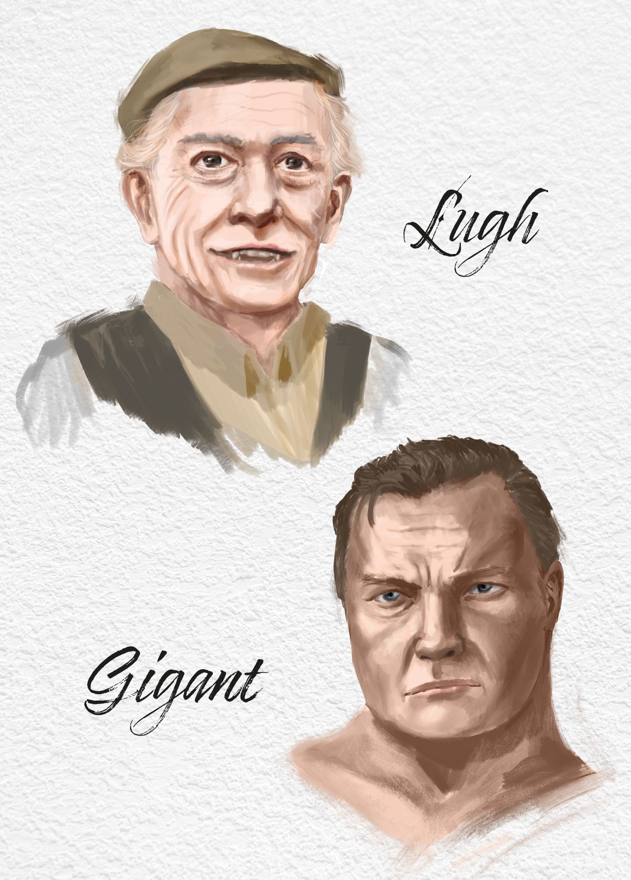 Illustration der Charaktere Gigant und Lugh der Reihe In den Farben der Finsternis. Exklusiv im Steffi Frei Shop