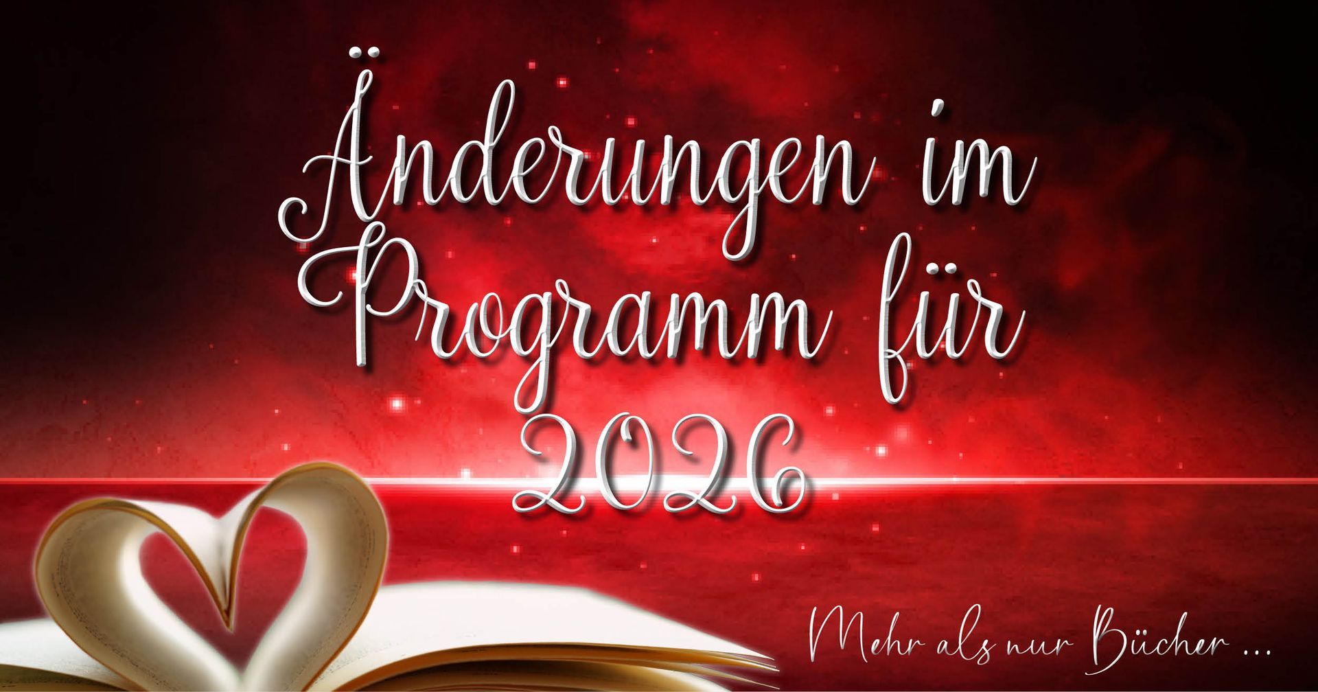 Dunkelroter Hintergund mit senkrechtem Lichtstreifen. Änderungen im programm für 2026