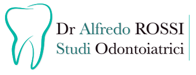 Logo per Dr Alfredo Rossi Studi Odontoiatrici con icona di un dente turchese e testo nero