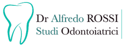 Logo per Dr Alfredo Rossi Studi Odontoiatrici con icona di un dente turchese e testo nero