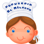 Cartoon child wearing a white chef hat labeled “PUPUSERIA EL MILAGRO” and smiling