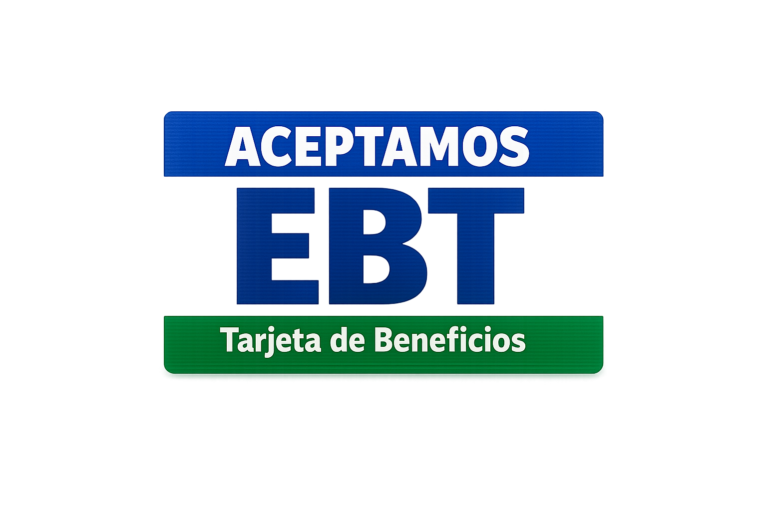“Aceptamos EBT” logo in blue and green, indicating EBT benefits accepted
