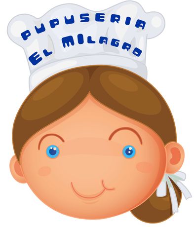 Cute cartoon child in a white cap with blue text and brown pigtails, smiling against a white background