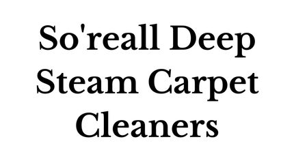 A black and white logo for so real deep steam carpet cleaners.