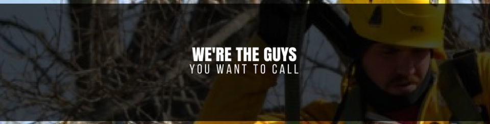 Hard-hat workers with text: “WE’RE THE GUYS YOU WANT TO CALL”