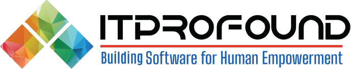 ITPROFOUND logo with multicolor diamond icon and tagline “Building Software for Human Empowerment”