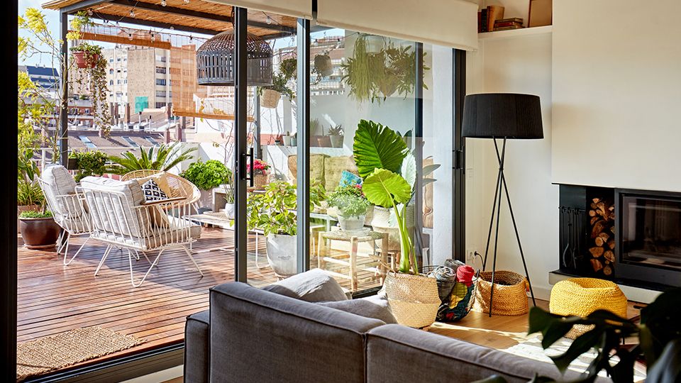 Modern Living Space with Sliding Glass Door Modern Living Space with Sliding Glass Door