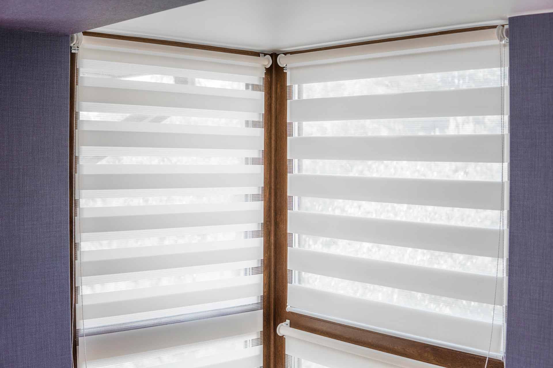White fabric roller blinds