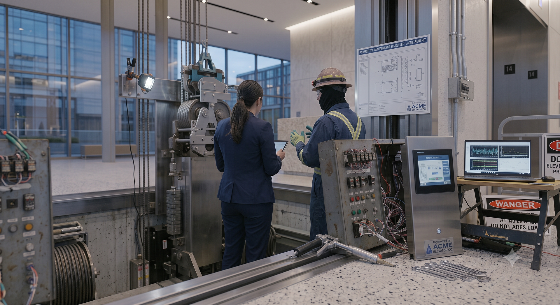 Property manager discussing Elevator Repair Services