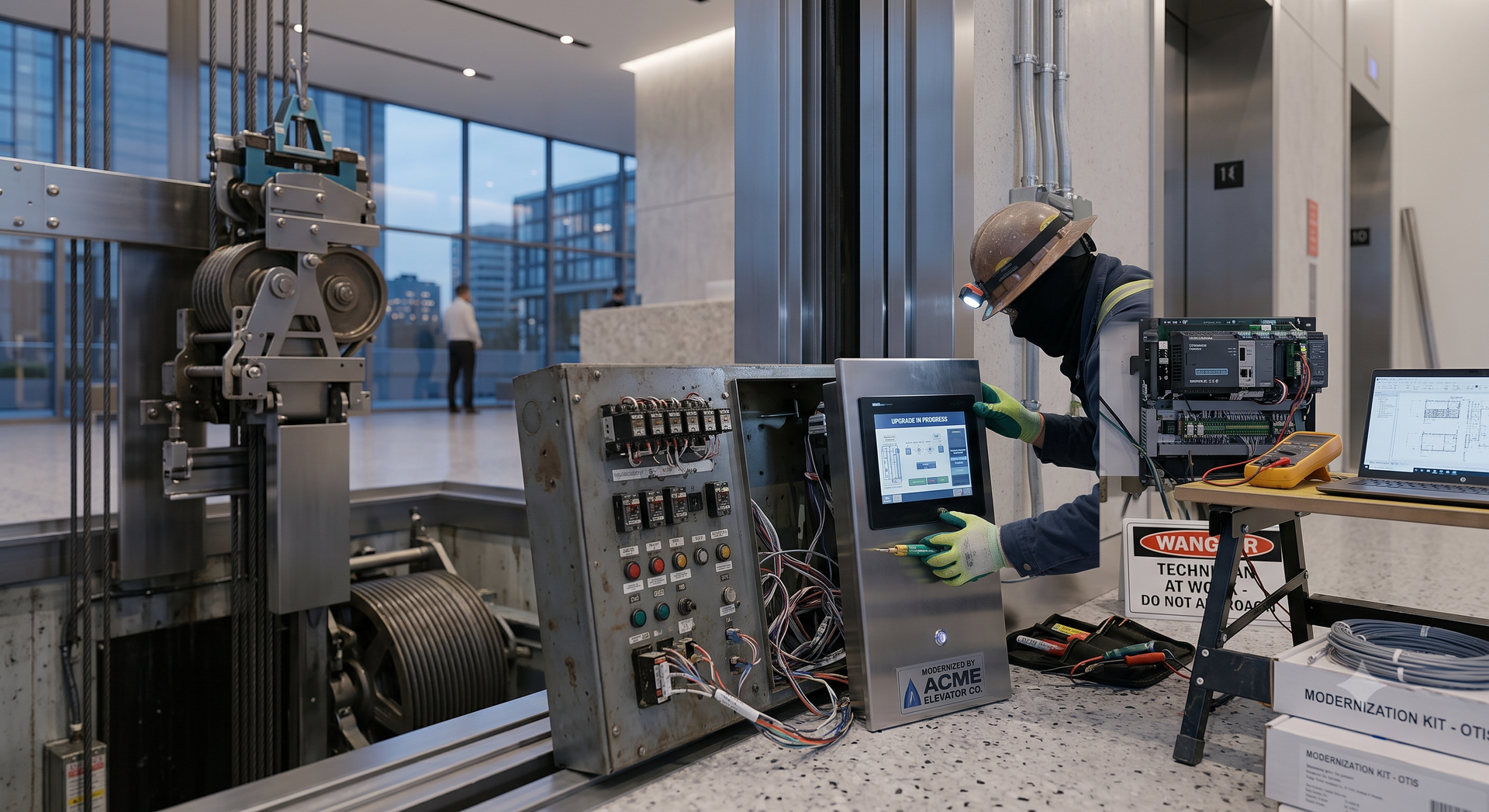 Elevator Modernization replacing outdated control equipment