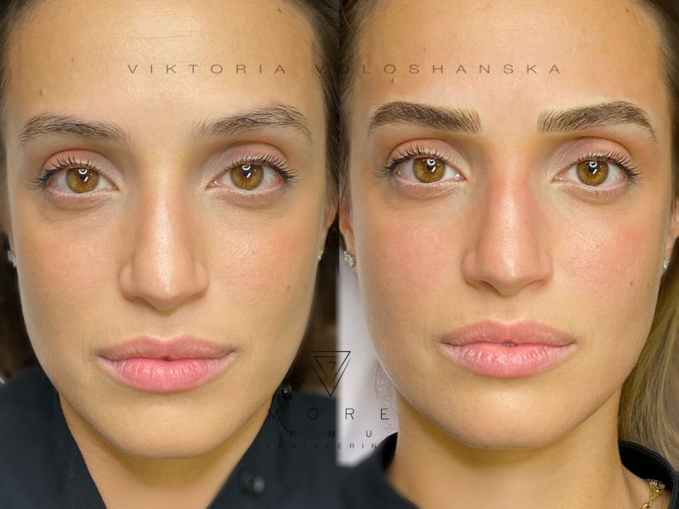 Confronto affiancato di ritratti ravvicinati del volto di una donna con trucco, illuminazione e tonalità della pelle differenti.