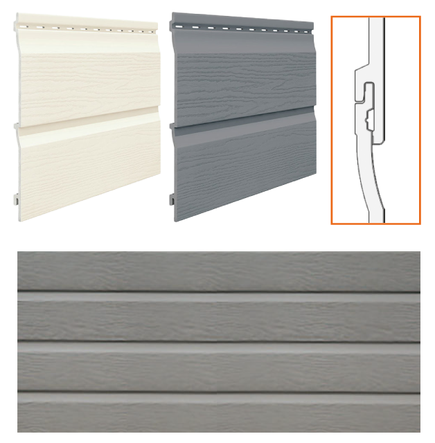 Three different types of siding are shown with a diagram