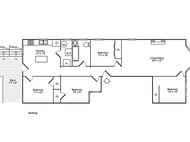 4 Bed, 1 Bath Floor Plan