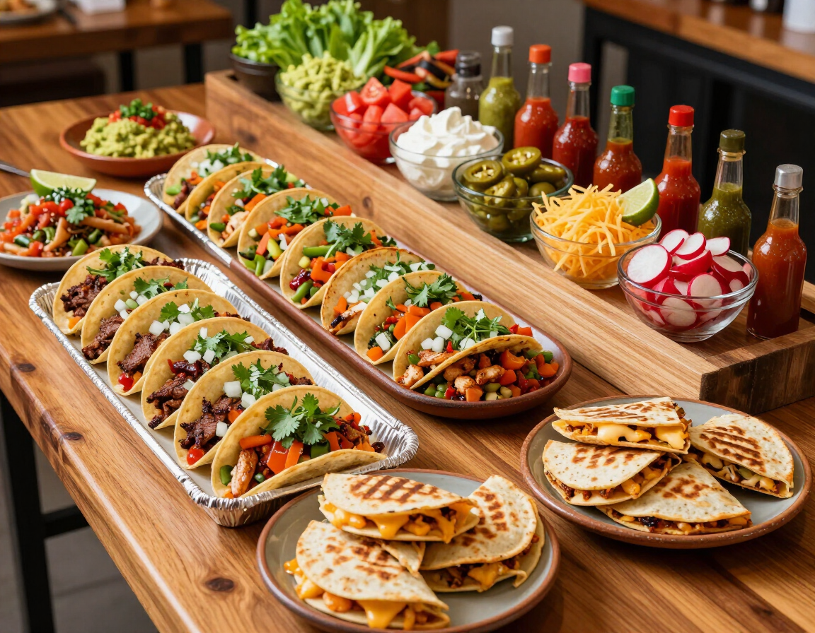 Taco and quesadilla buffet bar