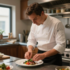 Chef plating food in the kitchen