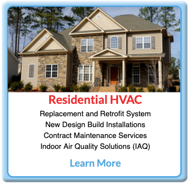 Residential HVAC ad with house photo and text for installation, maintenance, IAQ services, and 