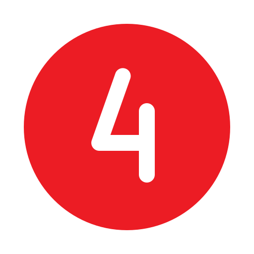 A red circle with the number four inside of it
