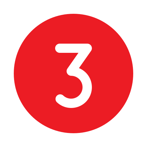 A red circle with the number three inside of it