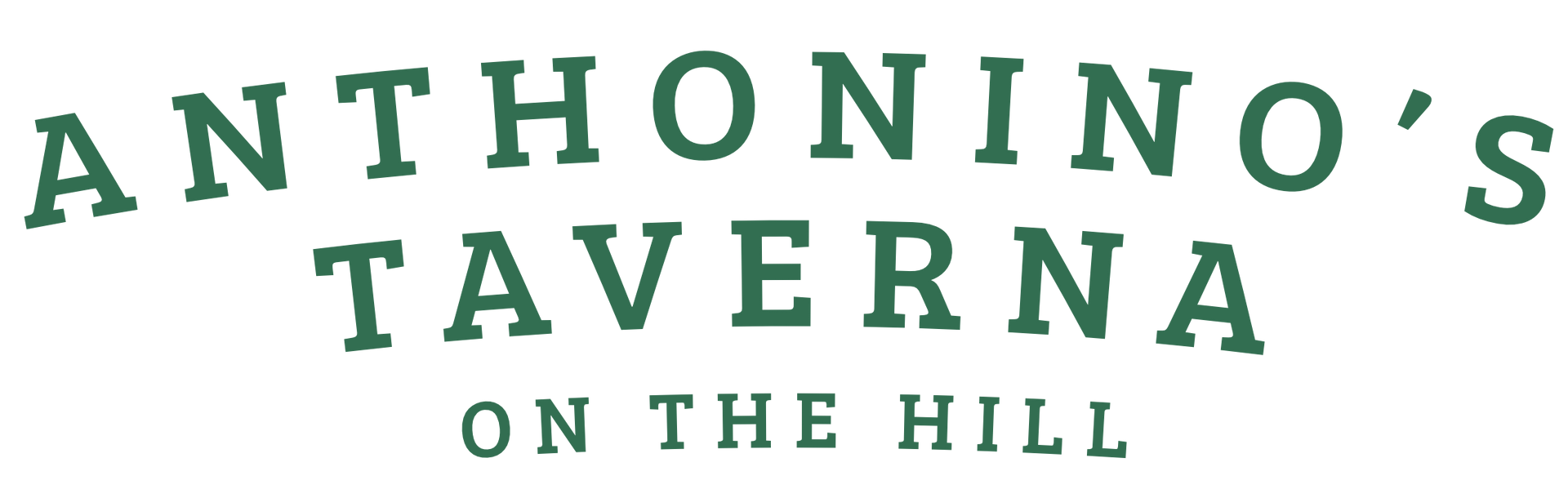 Anthonyino&rsquo;s Taverna logo in green text, reading &ldquo;On the Hill&rdquo;
