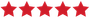 Five red stars in a row on a white background