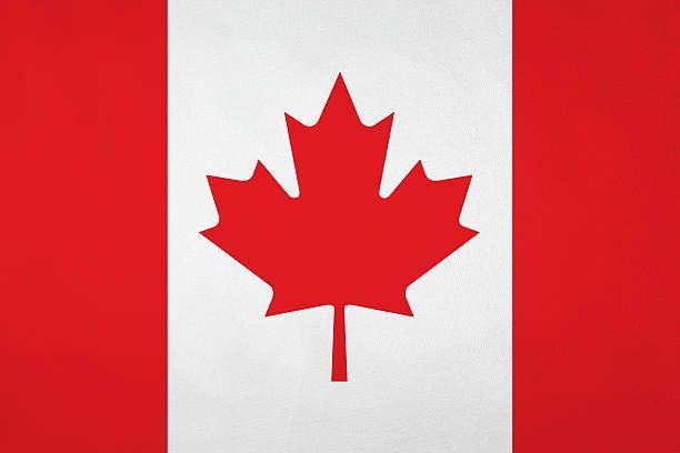 A canadian flag with a red maple leaf on it