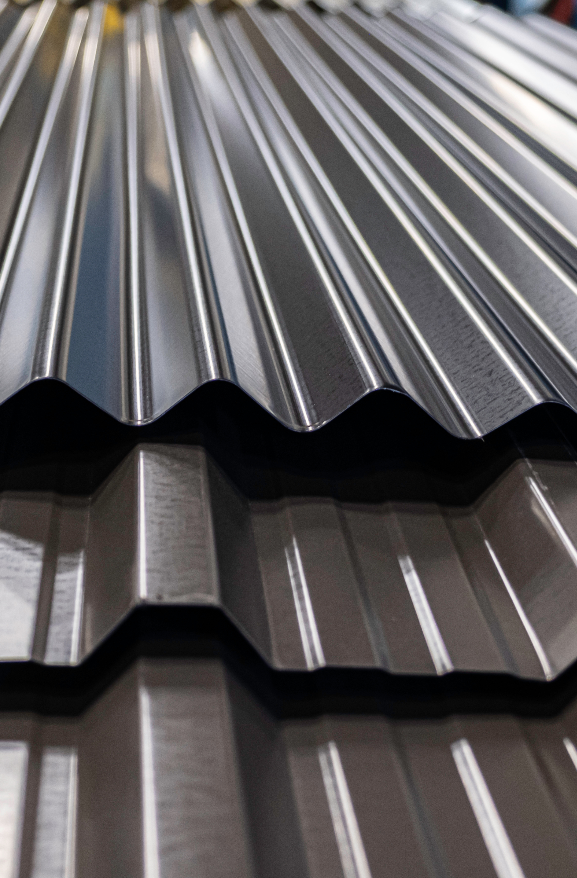 A close up of a corrugated metal roof