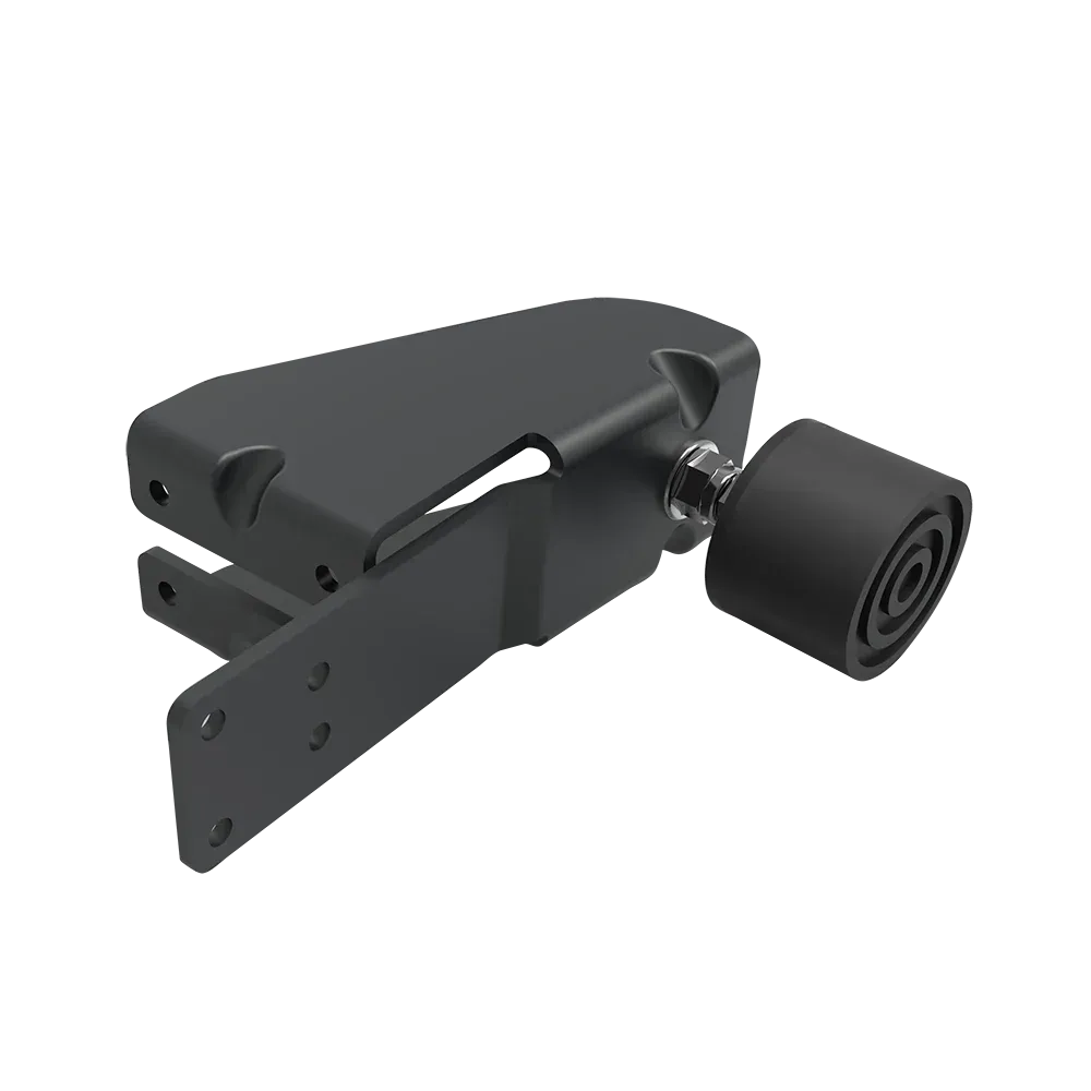 A close up of a black object on a white background.