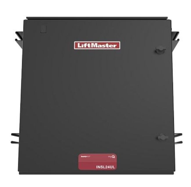 A black box with the word liftmaster on it