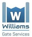 The logo for williams gate services is blue and white.