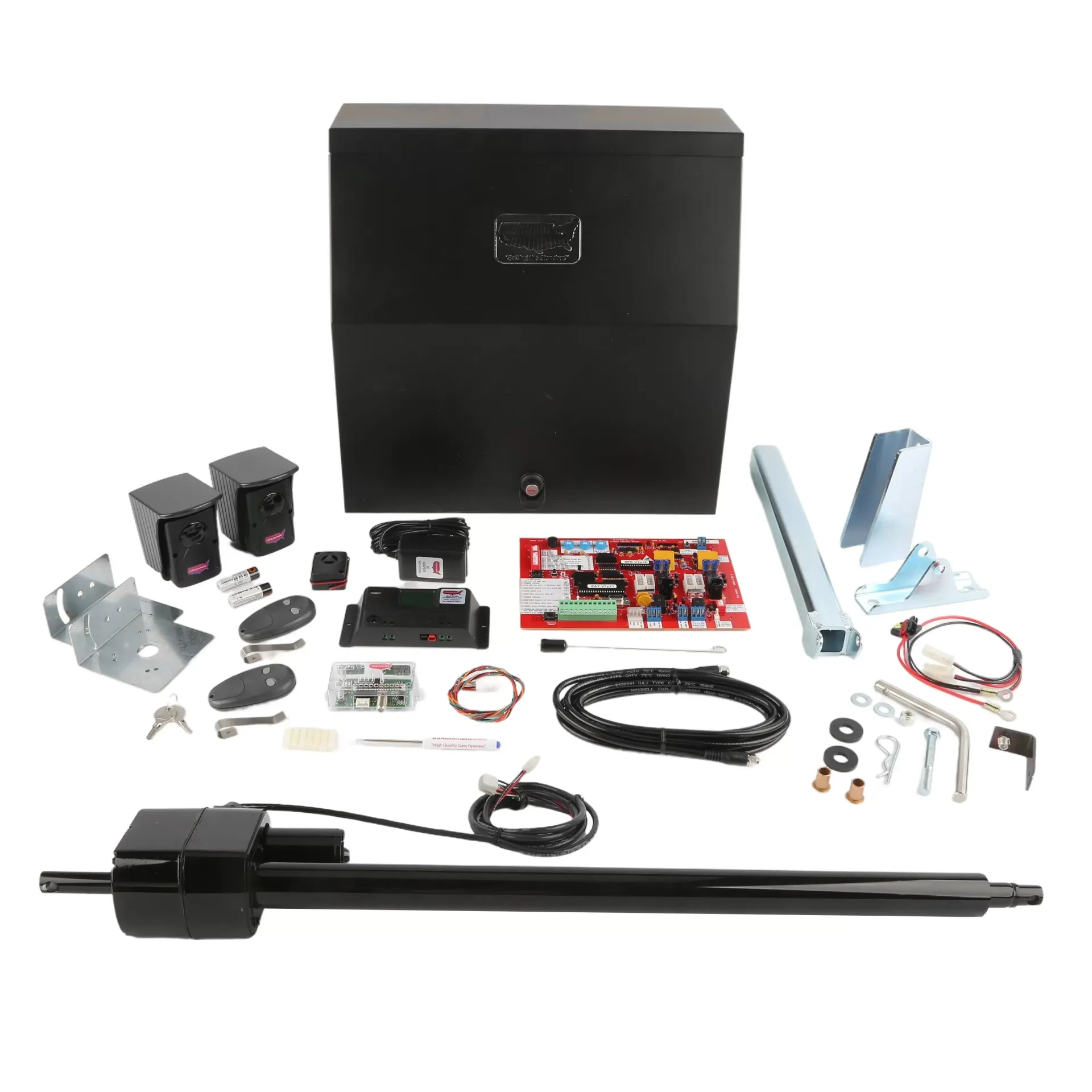 A picture of a garage door opener kit.