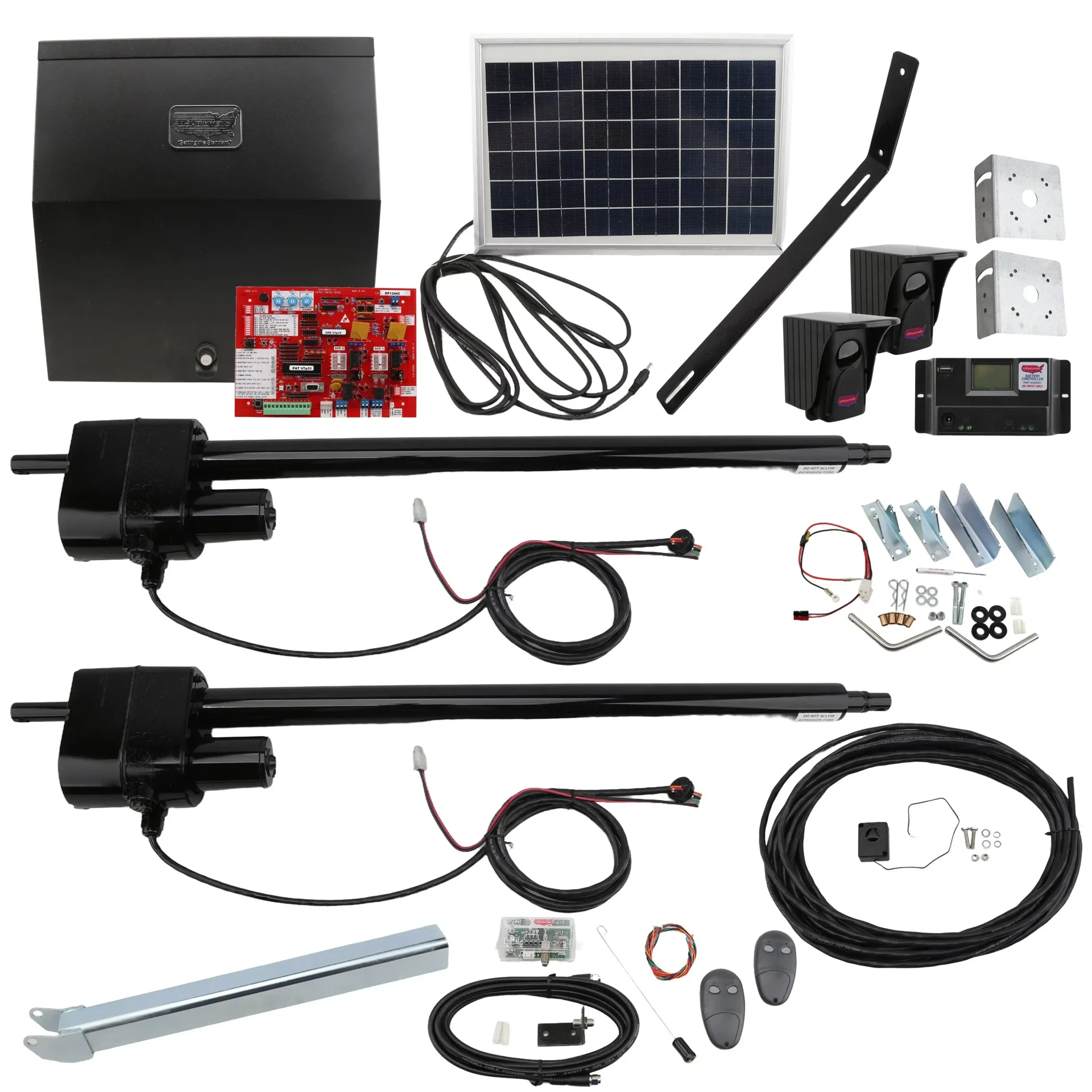 A picture of a solar powered garage door opener kit.