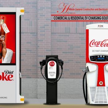 Branded Coca-Cola EV charging stations installed by Hillside General Construction & Electrical in Burbank, California,Commercial electrical Burbank, electric panel Burbank