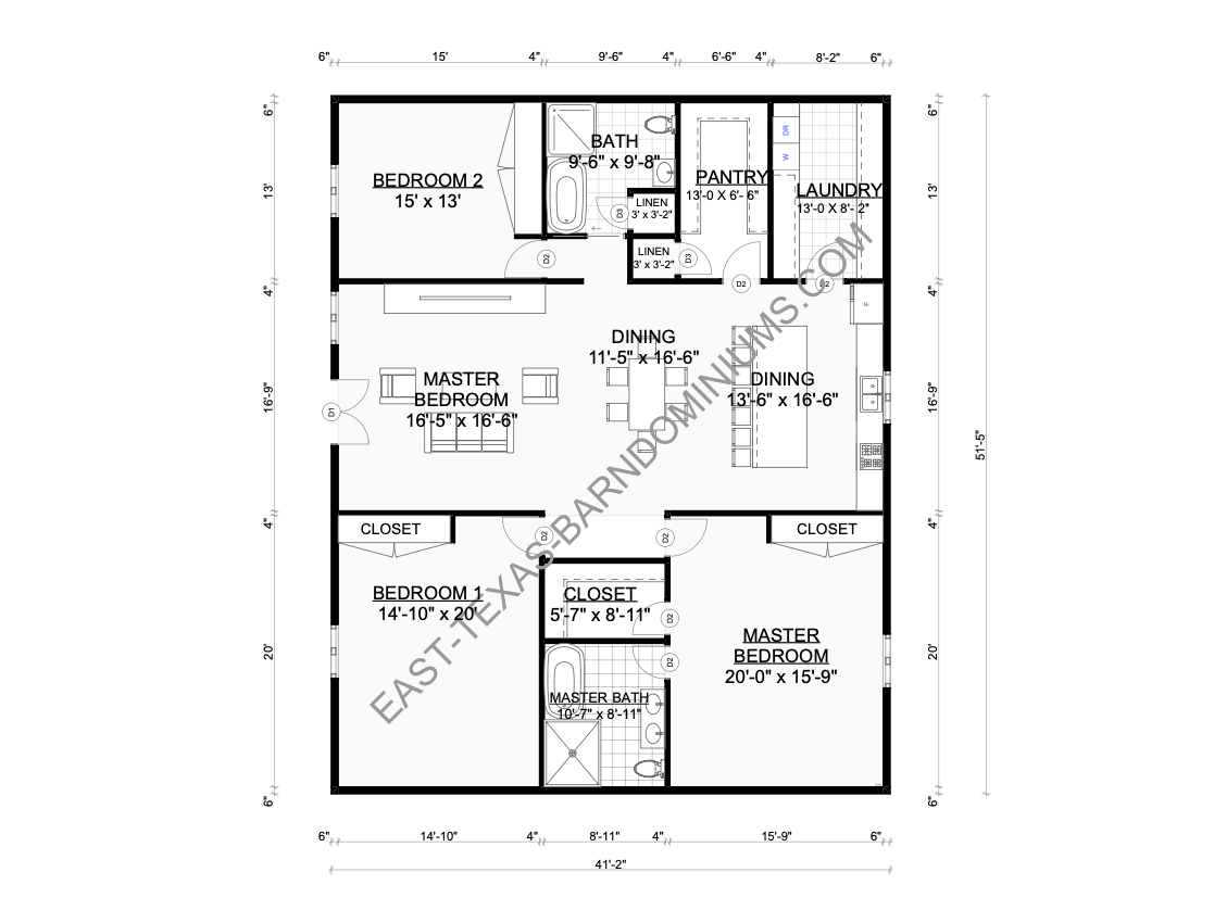 Black-and-white house floor plan with labeled rooms and dimensions.