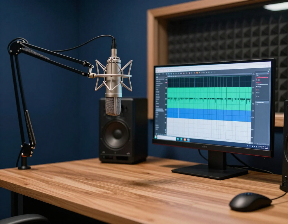 Professional audio recording workspace