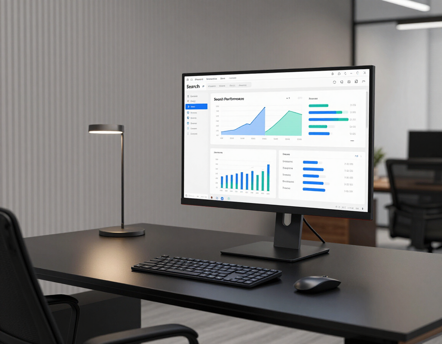 Search performance dashboard in a professional workspace