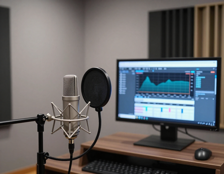 Audio recording studio with search performance dashboard