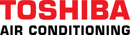 Het logo voor Toshiba Airconditioning is rood en zwart op een witte achtergrond.