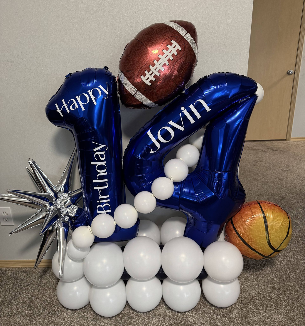 sport themed birthday party balloons
