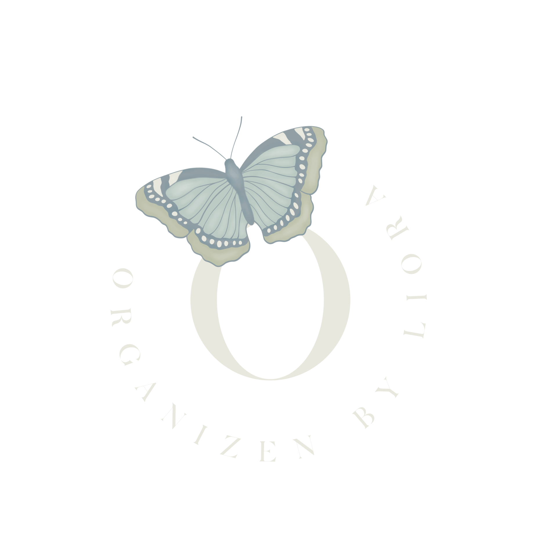 A logo with a butterfly and the letter o