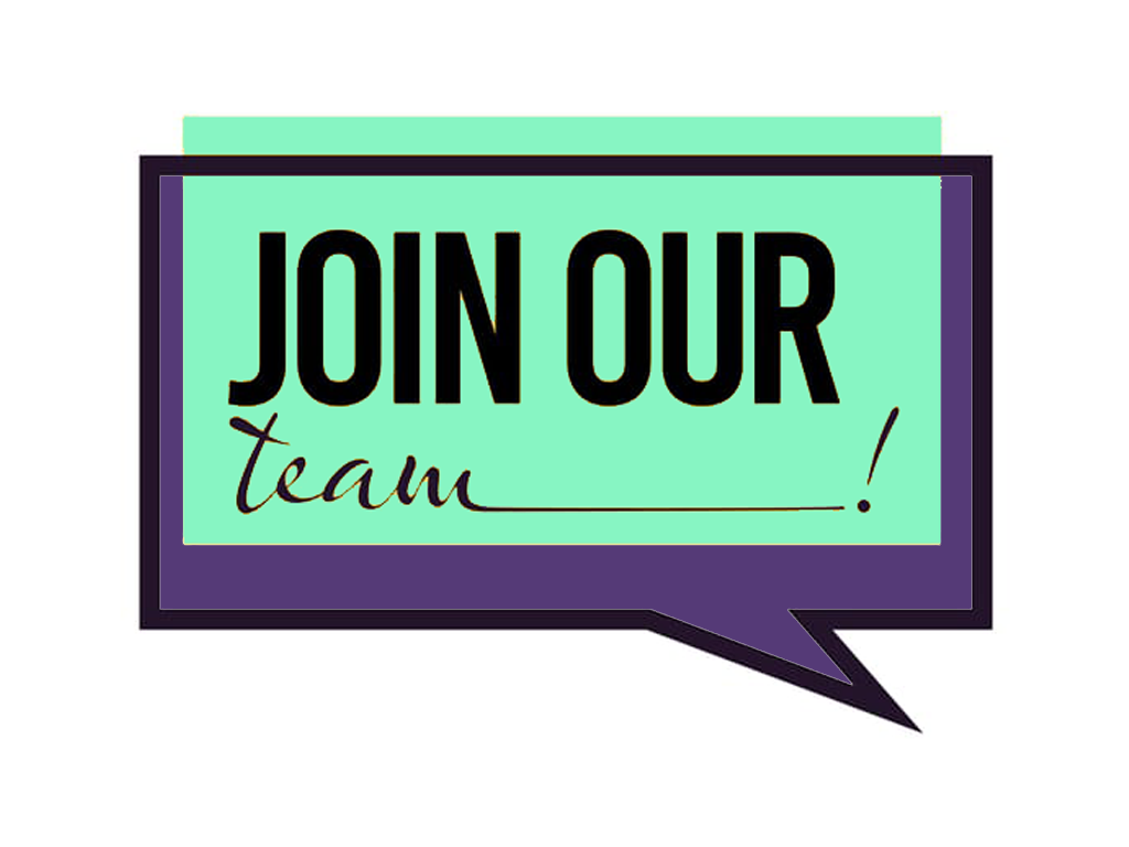 A speech bubble with the words `` join our team '' written inside of it.