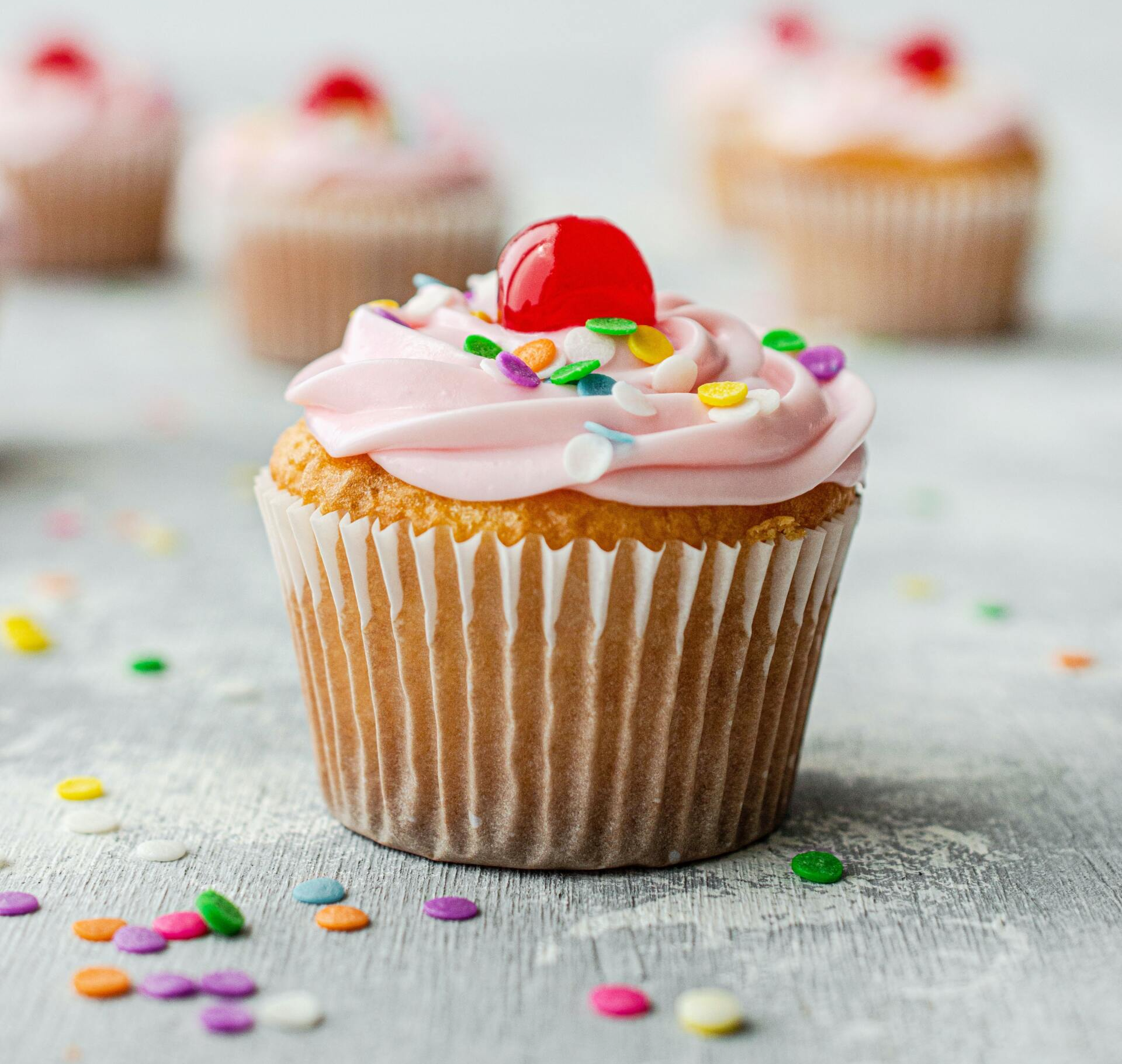 A cupcake, with more in the background