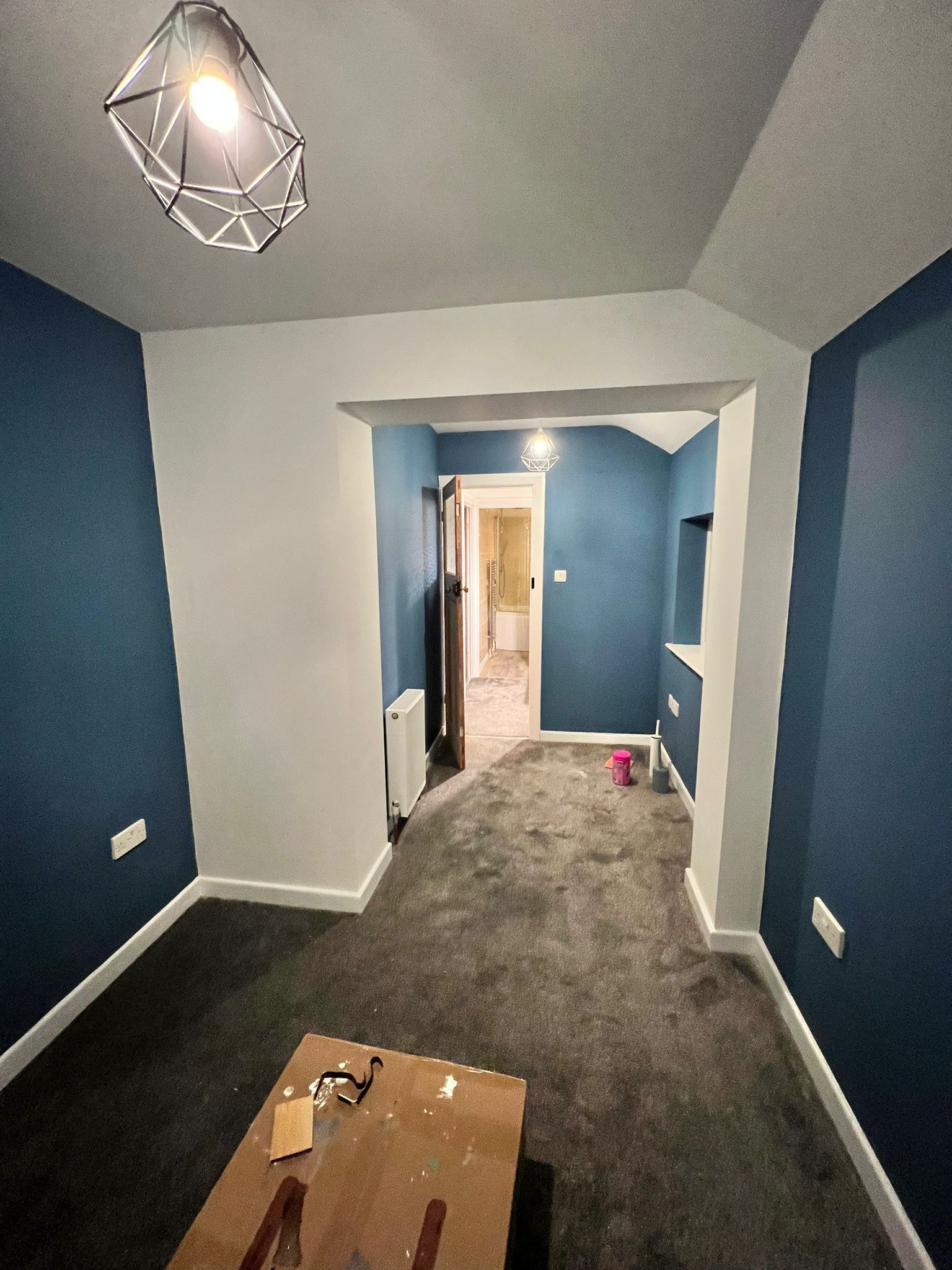 Elite Edge Painters and Decorators Manchester - landing painted turquoise an white
