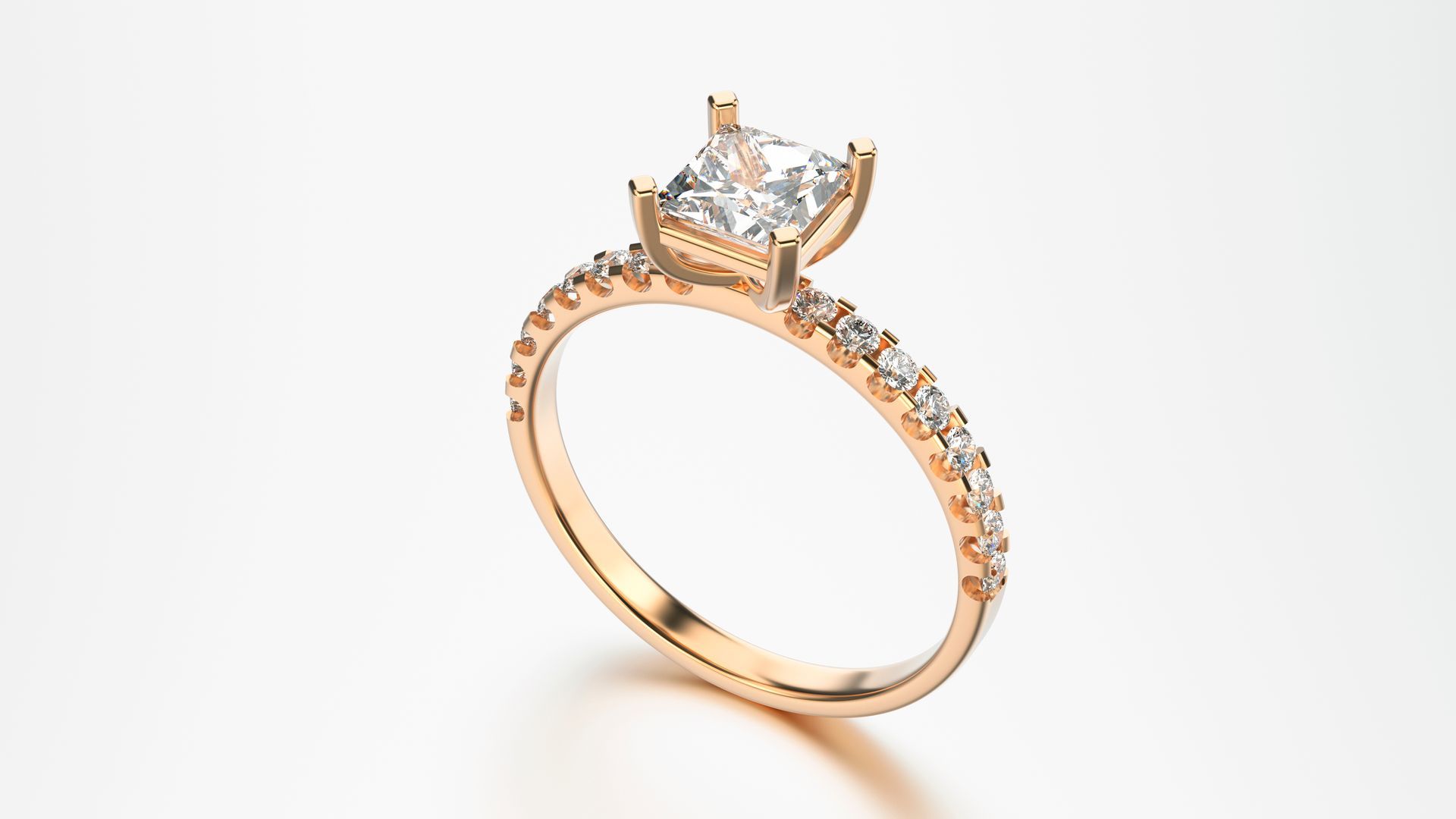Rose gold princess cut ring