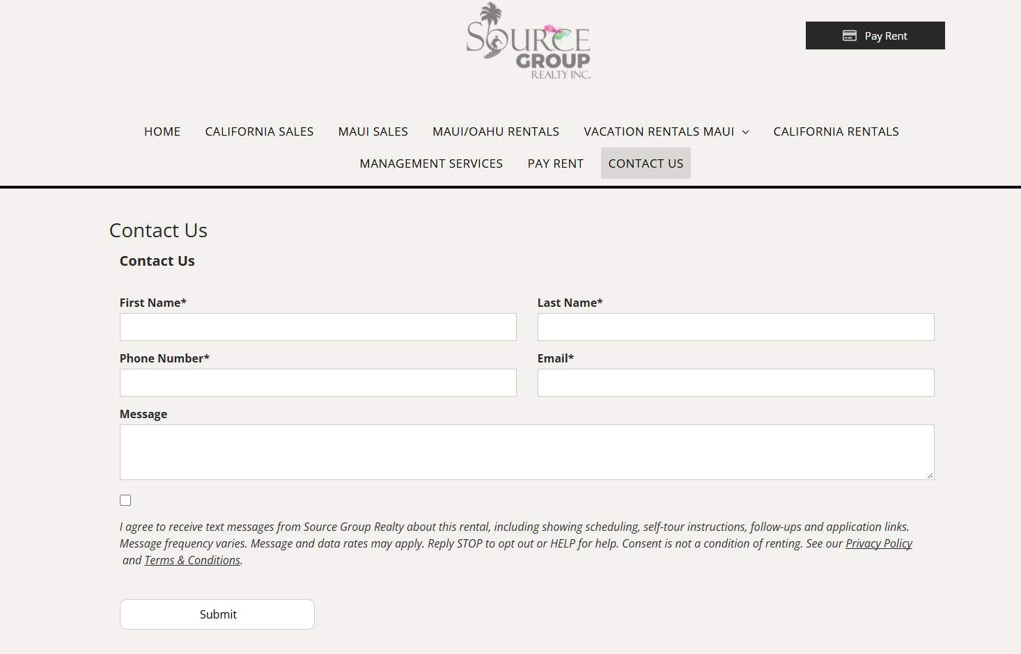 contact form screenshot