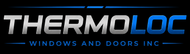 THERMOLOC Windows and Doors Inc. logo in silver and blue on a black background