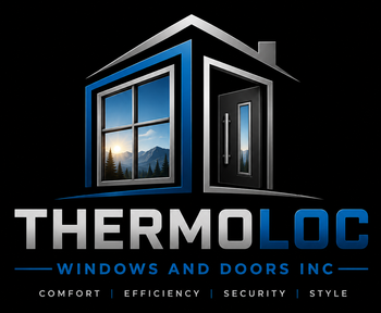 THERMOLOC logo with blue-and-gray house windows and the tagline “Windows and Doors.”