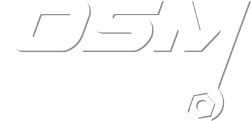 DSM logo with wrench, white on gray.
