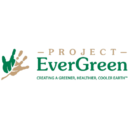 a logo for the project evergreen that says creating a greener healthier cooler earth