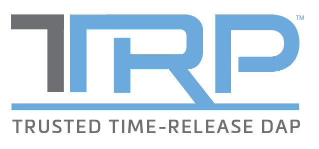 the logo for TTRP, trusted time release DAP is blue and gray .