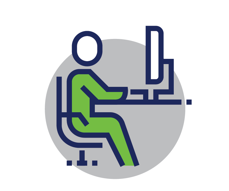 An icon of a person sitting at a desk with a computer.